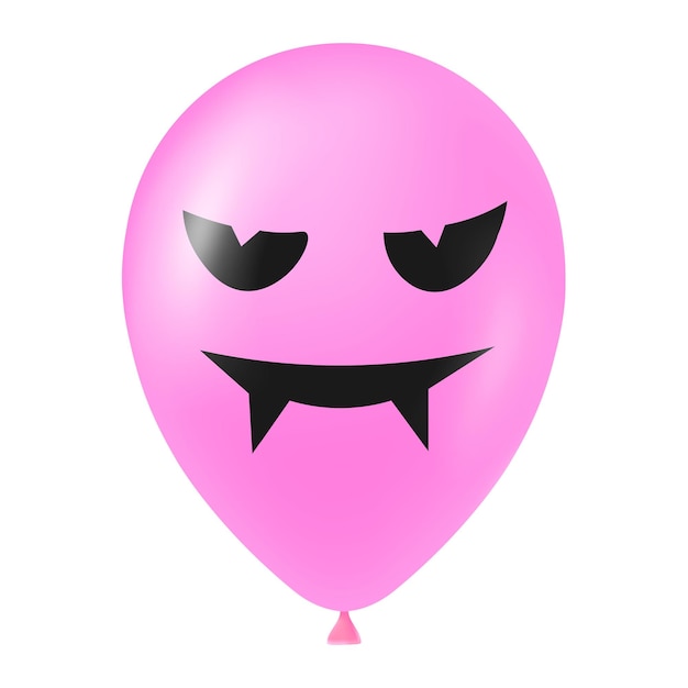 Halloween-rosa-ballon-illustration mit gruseligem und lustigem gesicht