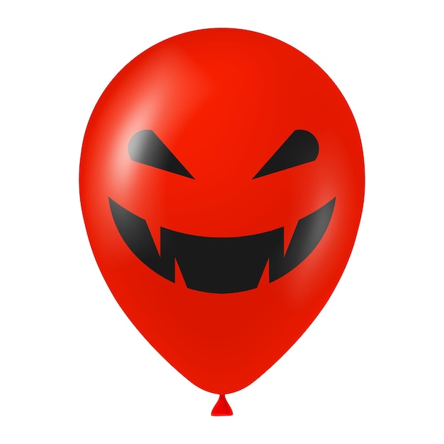 Halloween-rote ballonillustration mit gruseligem und lustigem gesicht