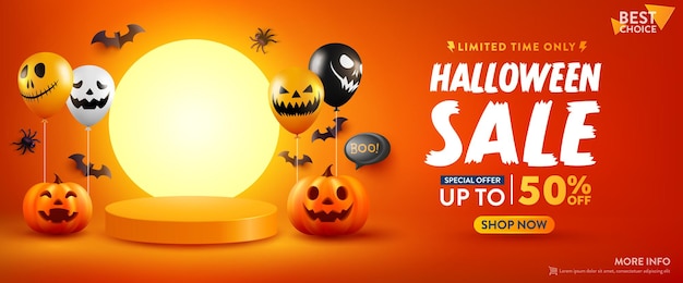Halloween Sale Promotion Poster oder Banner mit Halloween Kürbis