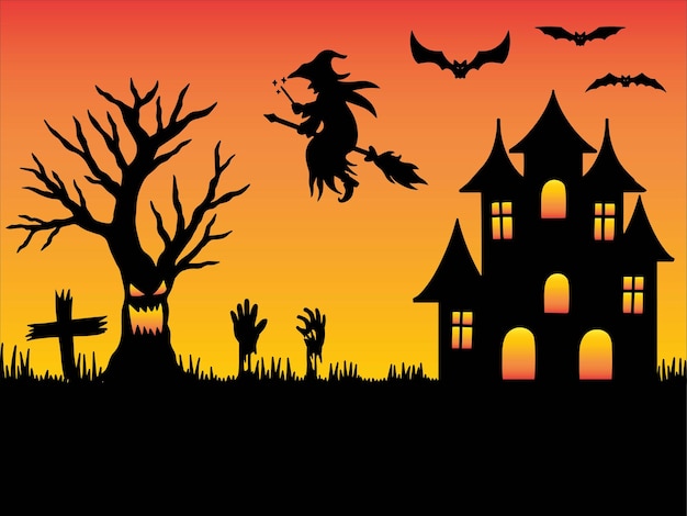 Halloween-Schattenbild-Hintergrund-Illustration