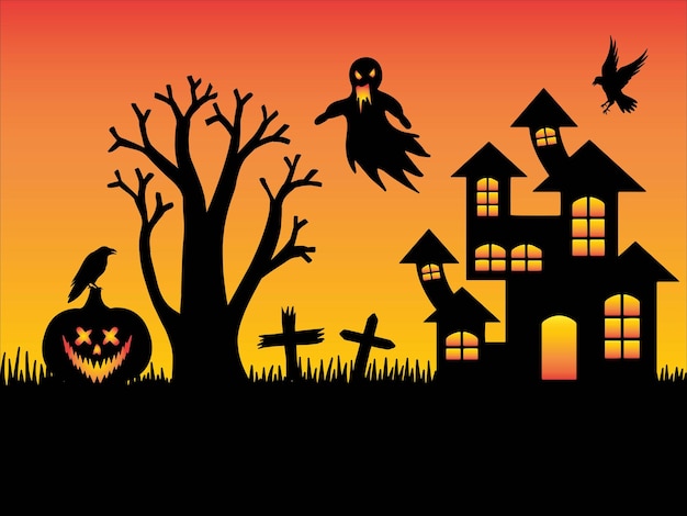 Halloween-Schattenbild-Hintergrund-Illustration