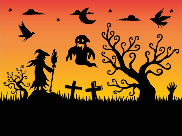 Halloween-Schattenbild-Hintergrund-Illustration