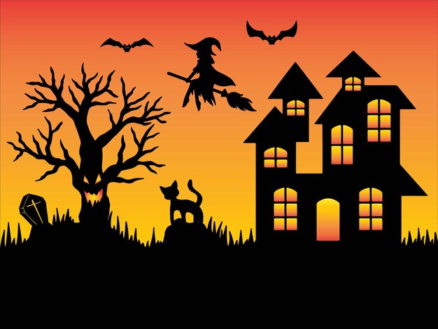 Halloween-Schattenbild-Hintergrund-Illustration