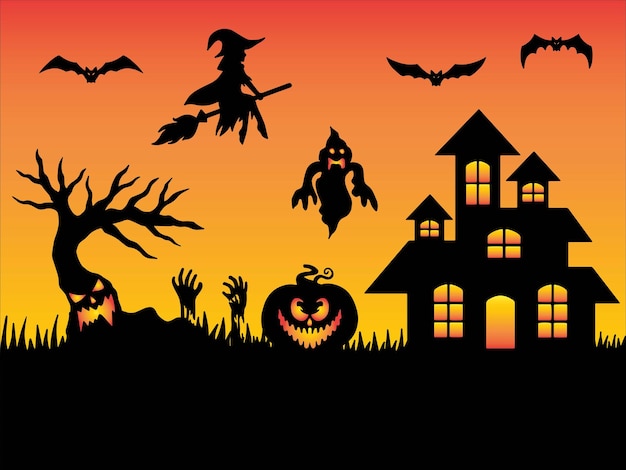 Halloween-Schattenbild-Hintergrund-Illustration