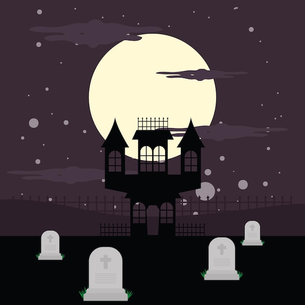 Halloween-Schloss auf dem Friedhof