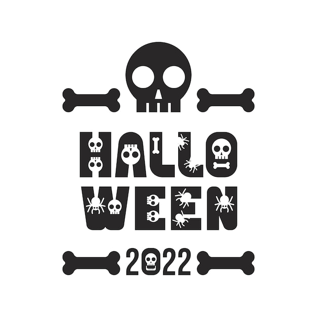 Vektor halloween-schrift typografie-alphabet mit totenkopf-grusel- und horrorillustration design-typ für feiertagsfeiern design-vektorschriften