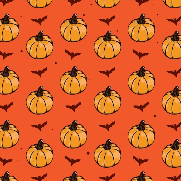 Halloween seamless pattern kürbisse und bat