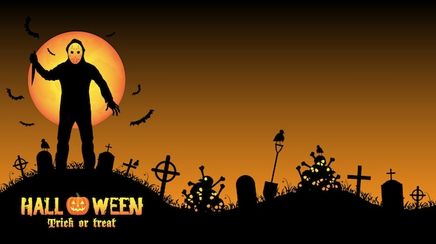 Halloween Serienmörder in einem Friedhof