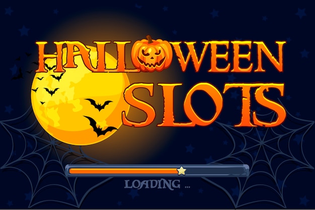 Halloween slots, bildschirm hintergrund für slots spiel. illustration