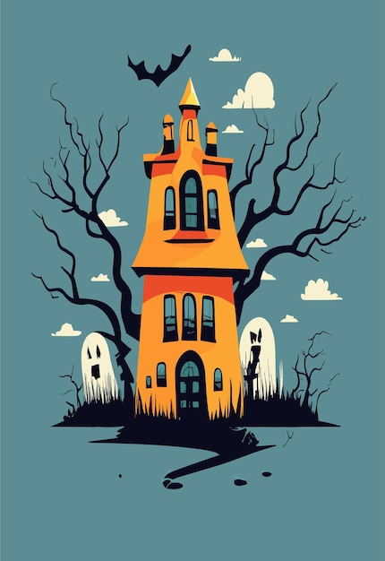 Halloween-Spukhaus 2D-Vektordesign