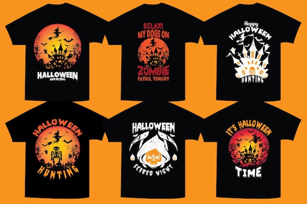 Vektor halloween-t-shirt-design-bündel