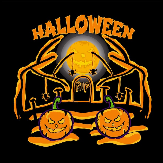 Halloween-tag halloween handgezeichnetes abstraktes design eignet sich für t-shirts, wanddekorationen, poster