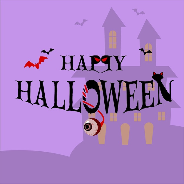 Halloween-textdesign mit augapfel