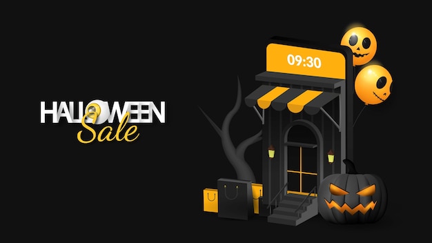 Halloween-verkauf auf handy-banner