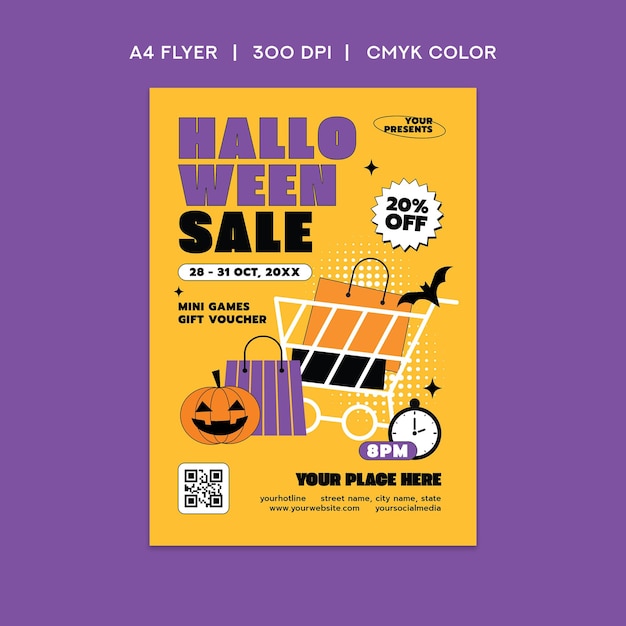 Vektor halloween-verkaufsflyer