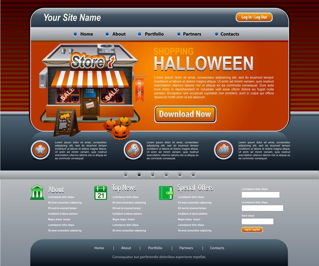 Halloween website elemente dunkelorange vorlage