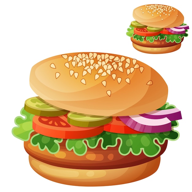 Hamburger-cartoon-vektor-symbol isoliert auf weiß