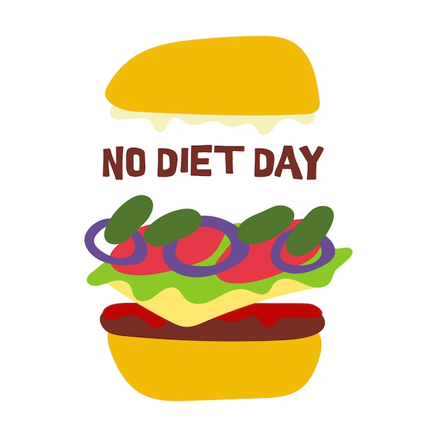 Hamburger für keinen Diättag kann als Fast-Food-Symbol verwendet werden