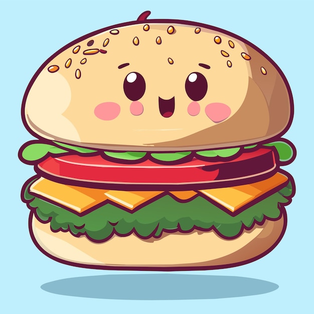 Vektor hamburger handgezeichnetes flaches stilvolles cartoon-aufkleber-icon-konzept isolierte illustration