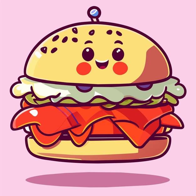Vektor hamburger handgezeichnetes flaches stilvolles cartoon-aufkleber-icon-konzept isolierte illustration