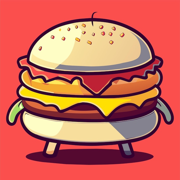 Hamburger handgezeichnetes flaches stilvolles cartoon-aufkleber-icon-konzept isolierte illustration