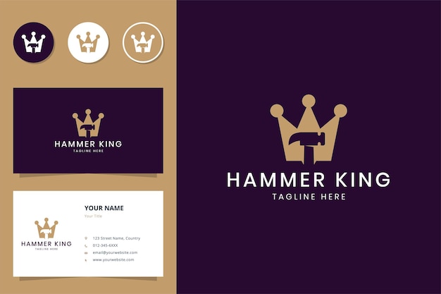 Hammer crown negativ space logo design