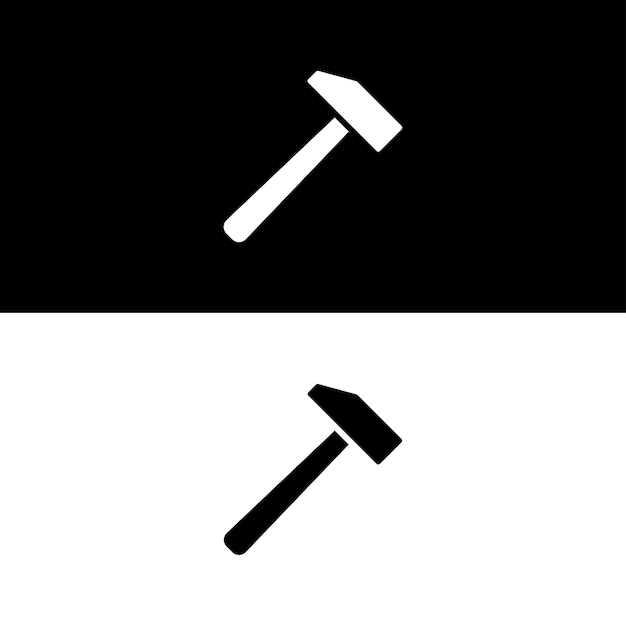 Hammer-Symbol-Vektor-Design, Schwarz-Weiß-Version