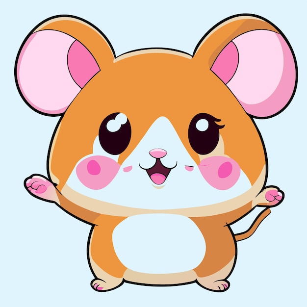 Hamster Chibi kawaii handgezeichnetes Cartoon-Aufkleber-Symbol-Konzept isolierte Illustration