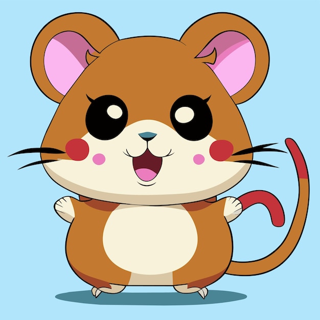 Hamster chibi kawaii handgezeichnetes cartoon-aufkleber-symbol-konzept isolierte illustration