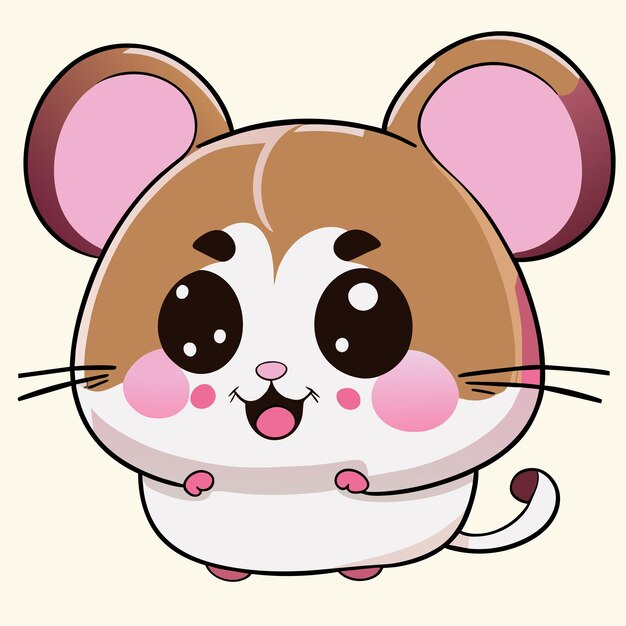 Hamster chibi kawaii handgezeichnetes cartoon-aufkleber-symbol-konzept isolierte illustration