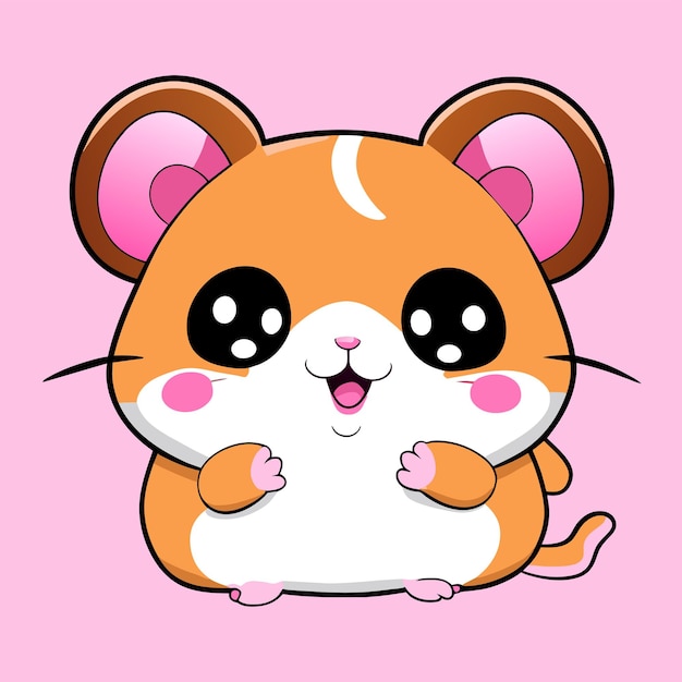 Vektor hamster chibi kawaii handgezeichnetes cartoon-aufkleber-symbol-konzept isolierte illustration