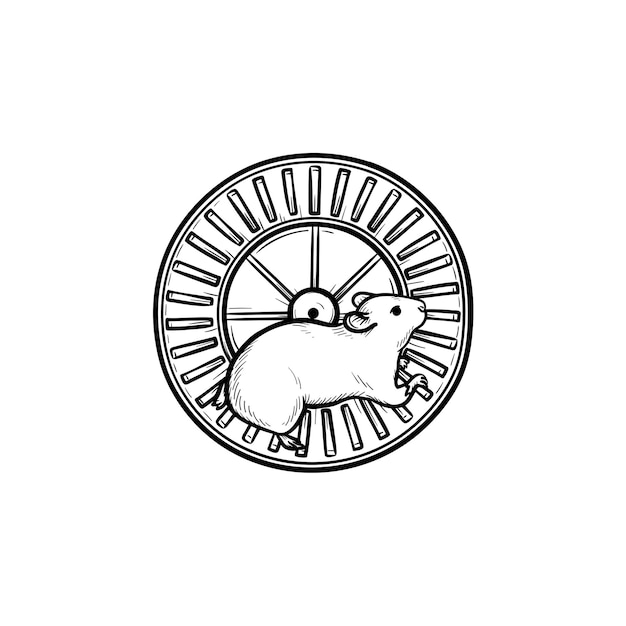 Hamsterrad handgezeichnete umriss-doodle-symbol. laufrad als trainingsgerät und anderes nagetierkonzept. vektorskizzenillustration für print, web, mobile und infografiken auf weißem hintergrund.