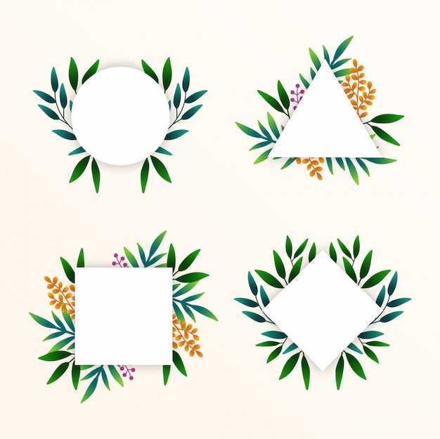 Hand dawn tropical leaves frames-sammlung