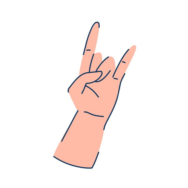 Vektor hand, die in ein horn gefaltet ist, ist ein rock-symbol.