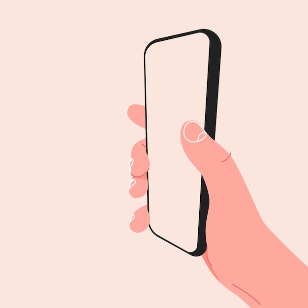 Hand, die mobiles Smartphone mit modernem Mockup des leeren Bildschirms hält