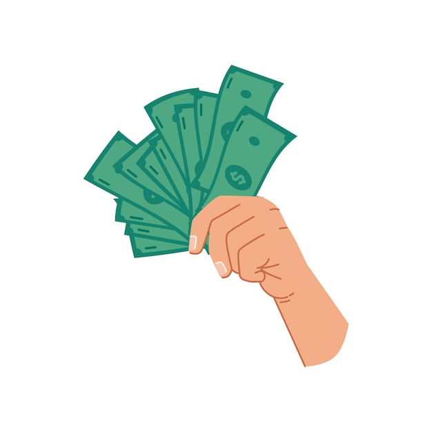 Hand, die papiergeld-bargeld-dollar-banknoten hält