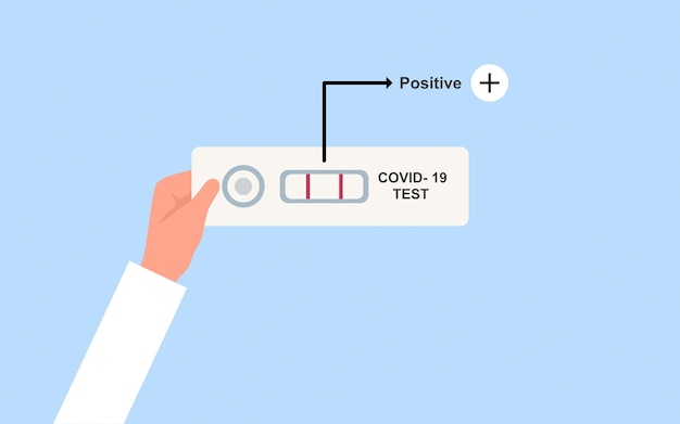 Hand, die schnelle kits von covid19 ag-test hält flaches design der vektorillustration