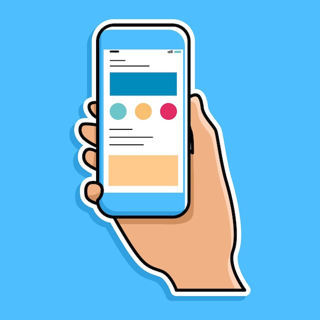 Hand, die Smartphone-Cartoon-Design hält
