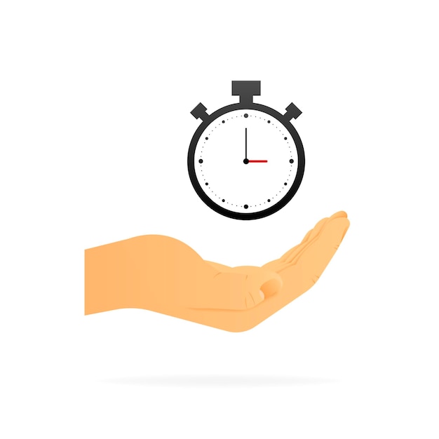 Hand, die Timer hält Realistische Hand Weißer Hintergrund Vektorillustration