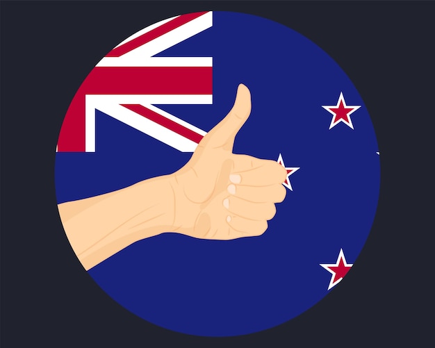 Hand genehmigen Zeichen mit Neuseeland Flagge Daumen nach oben Genehmigung oder Abstimmung Konzept