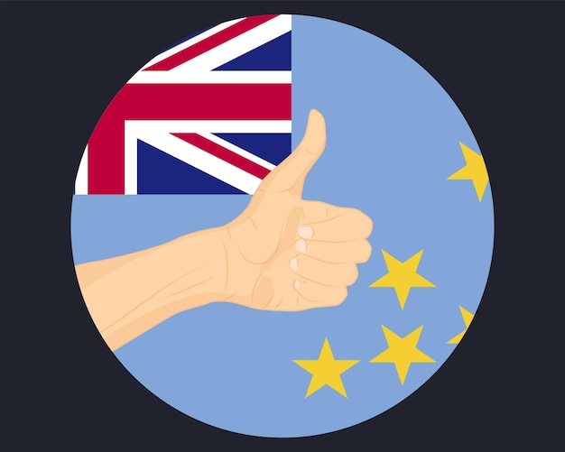Hand genehmigen Zeichen mit Tuvalu Flagge Daumen nach oben Genehmigung oder Abstimmung Konzept