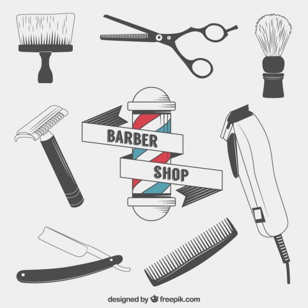 Hand gezeichnet barbier elemente