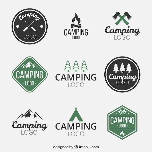Hand gezeichnet campingplatz logos