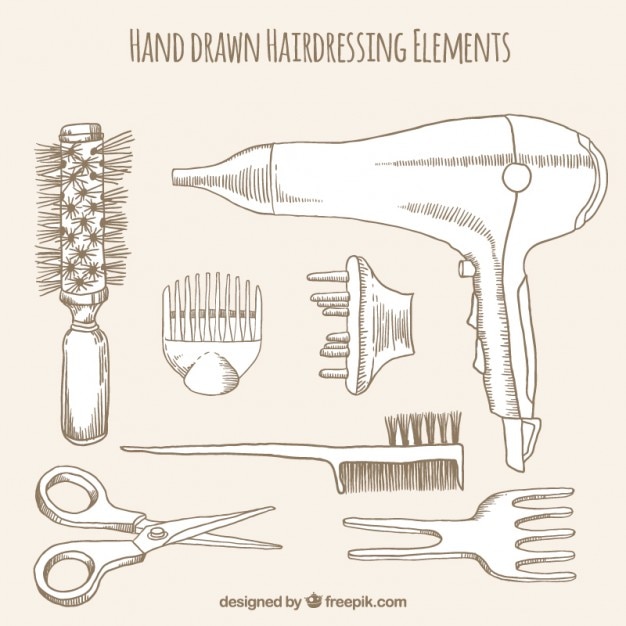 Hand gezeichnet friseur elements