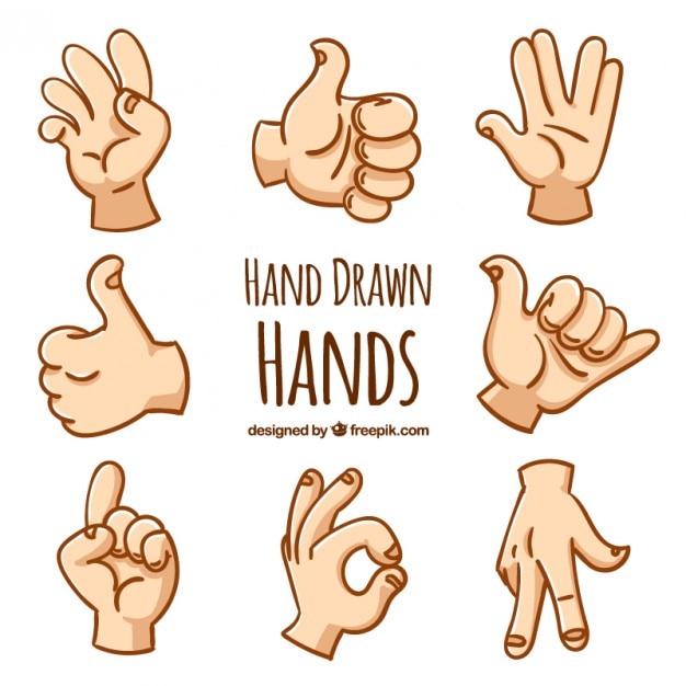 Hand gezeichnet Handgesten