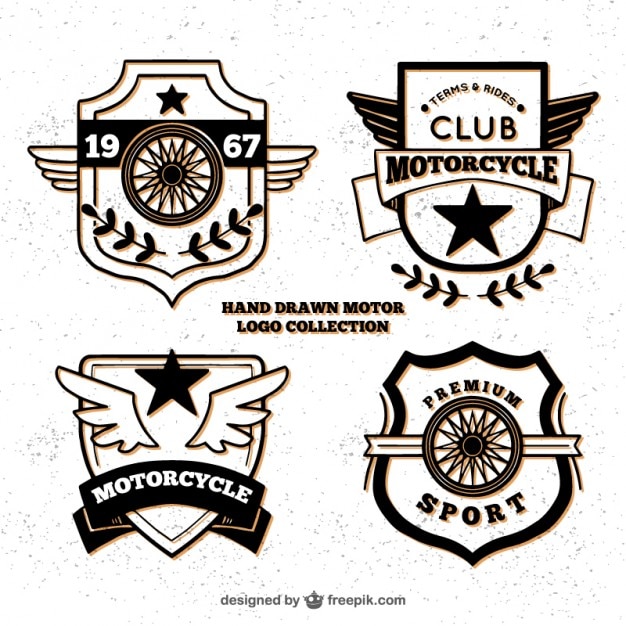 Hand gezeichnet logos für motorrad culb