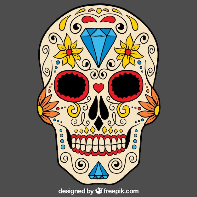 Hand gezeichnet sugar skull