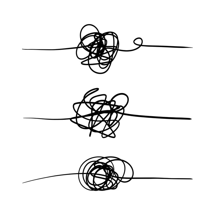 Vektor hand gezeichnet von tangle scrawl sketch abstrakte scribble-vektorillustration