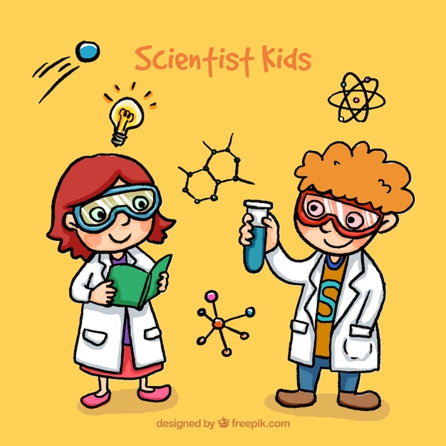 Hand gezeichnet wissenschaftler kinder