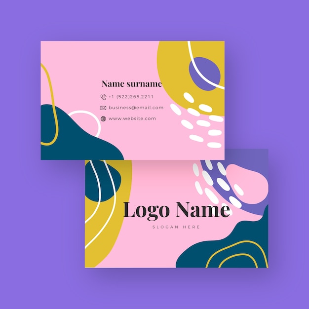 Hand gezeichnete abstrakte Visitenkarte des flachen Designs